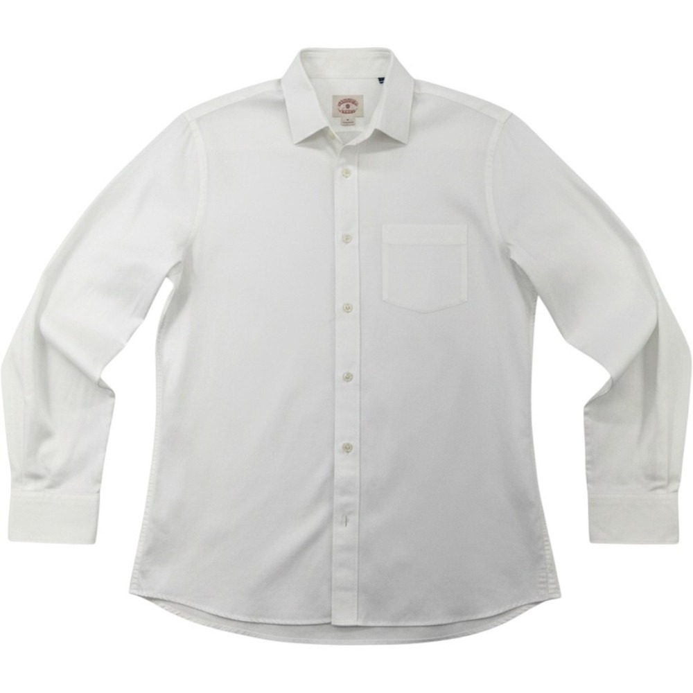 Brooks Brothers Red Fleece Mens Button Up Shirt M White Cotton Chest Pocket Top